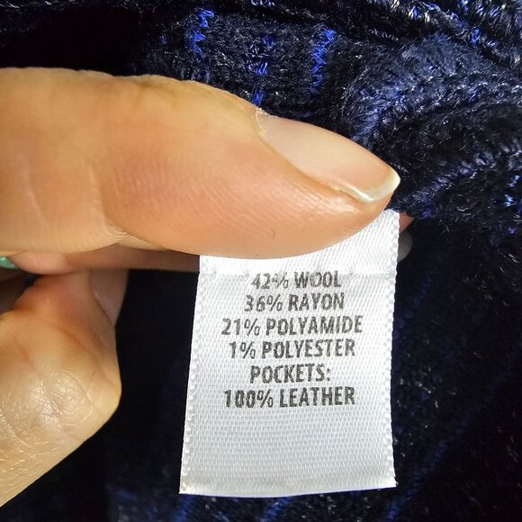 St. John Santana Knit Tweed Jacket Sz 16 Leather Pockets Office Formal Old Money - Picture 9 of 12